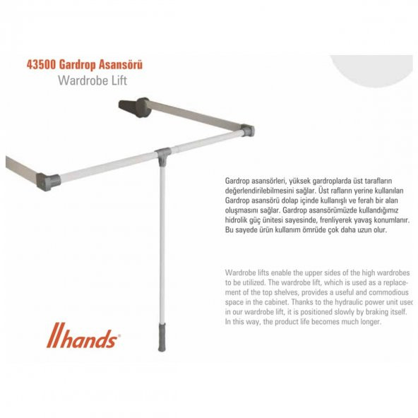 Hands Lift GarDolap Elbise Askı Asansörü Gri - 2