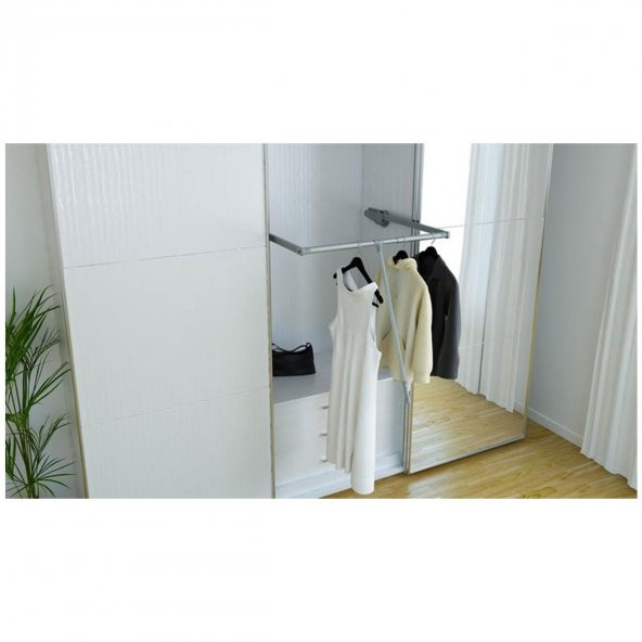 Hands Lift GarDolap Elbise Askı Asansörü Gri - 5