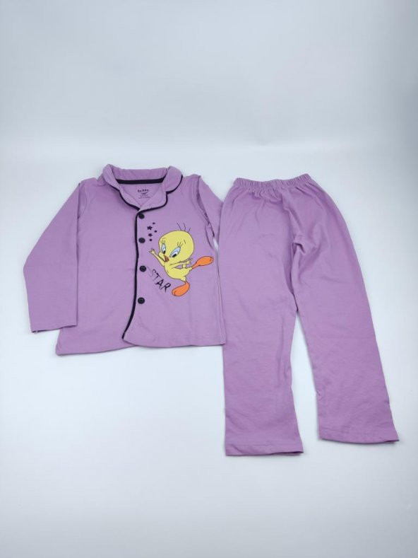 Tweety Baskılı Kız Çocuk Pijama Takımı ID:143 - 3