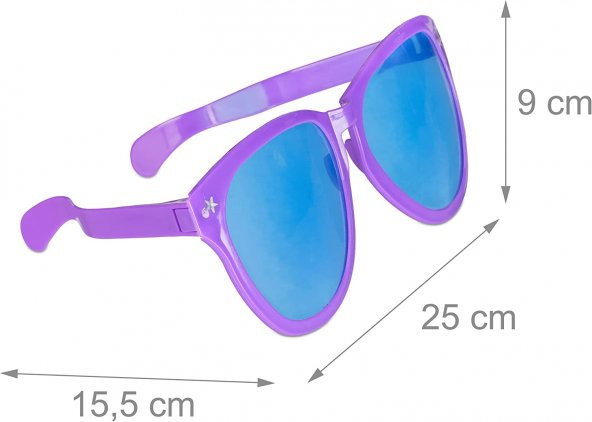 Büyük Parti Gözlüğü Rengarenk 12 Adet 27x9 cm - 5