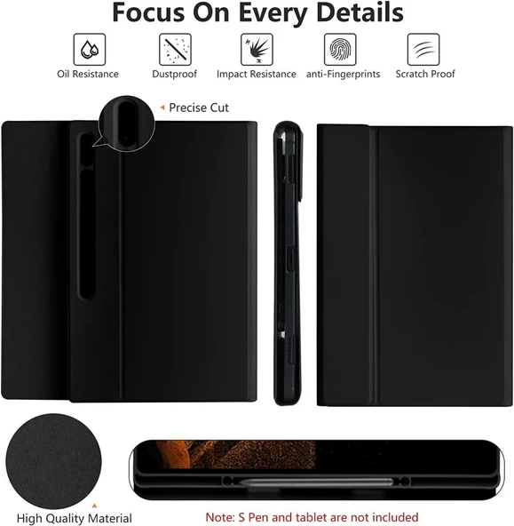 Samsung Galaxy Tab S8 Ultra SM-X900 X903 X905 X906 Kılıf Kablosuz Klavyeli Case Mobax Türkçe Klavye - 6