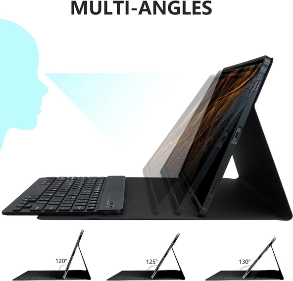 Samsung Galaxy Tab S8 Ultra SM-X900 X903 X905 X906 Kılıf Kablosuz Klavyeli Case Mobax Türkçe Klavye - 7