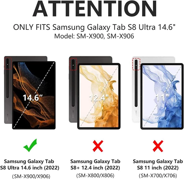 Samsung Galaxy Tab S8 Ultra SM-X900 X903 X905 X906 Kılıf Kablosuz Klavyeli Case Mobax Türkçe Klavye - 5