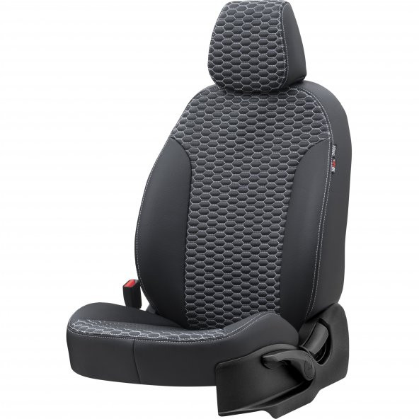 Otom Citroen C1 2014-Sonrası Özel Üretim Koltuk Kılıfı Tokyo Design Deri Siyah - Beyaz - 2