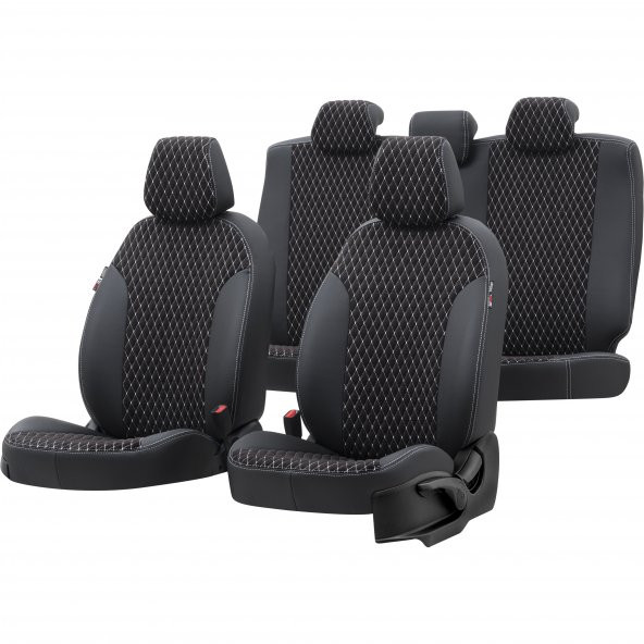 Otom Hyundai Tucson 2005-2010 Özel Üretim Koltuk Kılıfı Amsterdam Design Tay Tüyü Siyah - Beyaz
