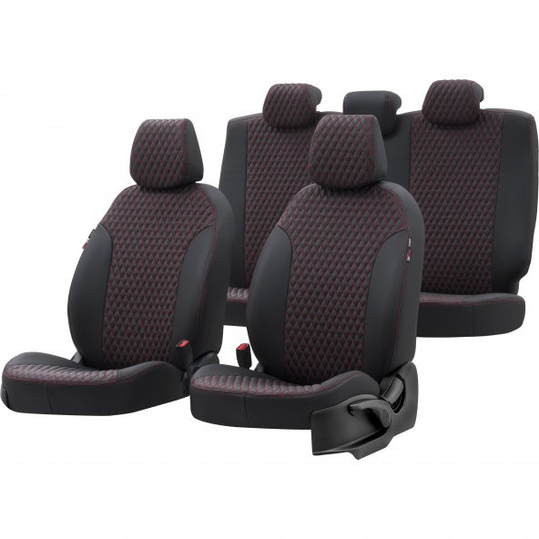 Otom Hyundai ix35 2010-2015 Özel Üretim Koltuk Kılıfı Amsterdam Design Deri Siyah - Kırmızı