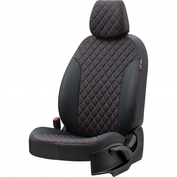 Otom Hyundai Starex 1999-2008 5+1 (6 Kişi) Özel Üretim Koltuk Kılıfı Madrid Design Deri Siyah - Kırmızı - 2