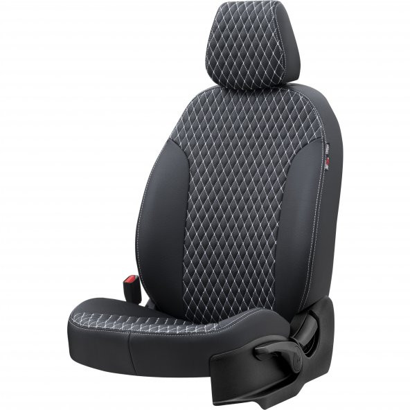Otom Nissan Micra 2019-Sonrası Özel Üretim Koltuk Kılıfı Amsterdam Design Deri Siyah - Beyaz - 2