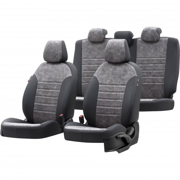 Otom Nissan Qashqai 2014-Sonrası Özel Üretim Koltuk Kılıfı Milano Design Füme - Siyah