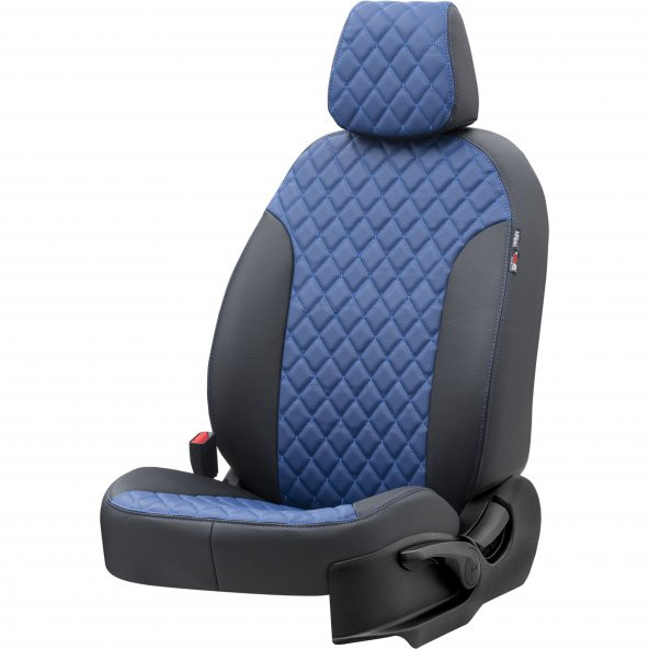 Otom Honda Hrv 1999-2006 Özel Üretim Koltuk Kılıfı Madrid Design Deri Mavi - Siyah - 2