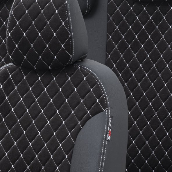 Otom Citroen C2 2004-2008 Özel Üretim Koltuk Kılıfı Madrid Design Tay Tüyü Siyah - Beyaz - 3