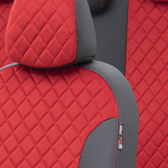 Otom Mini Countryman 2017-Sonrası Özel Üretim Koltuk Kılıfı Madrid Design Tay Tüyü Kırmızı - Siyah - 3