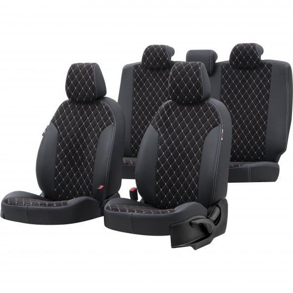 Otom Ford Focus 2005-2011 Özel Üretim Koltuk Kılıfı Madrid Design Tay Tüyü Siyah - Beyaz