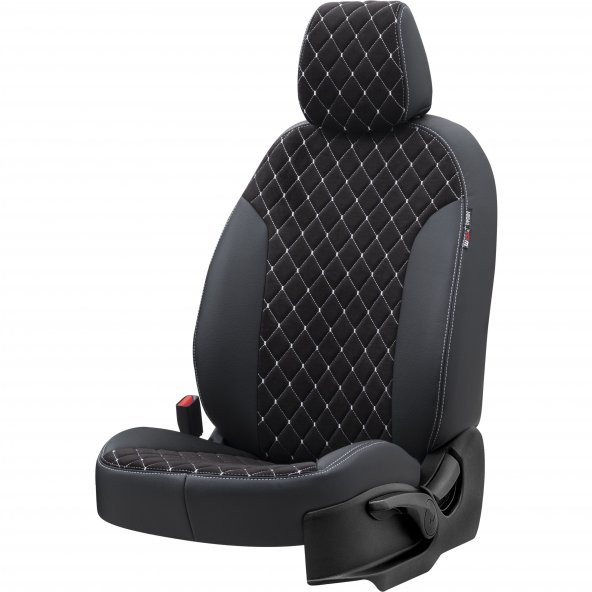 Otom Ford Focus 2005-2011 Özel Üretim Koltuk Kılıfı Madrid Design Tay Tüyü Siyah - Beyaz - 2