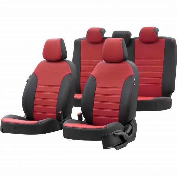 Otom Toyota Verso 2002-2009 6+1 (7 Kişi) Özel Üretim Koltuk Kılıfı New York Design Kırmızı - Siyah