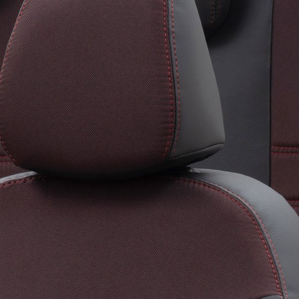 Otom Volkswagen Tiguan 2007-2015 Özel Üretim Koltuk Kılıfı Paris Design Kırmızı - Siyah - Resim 3