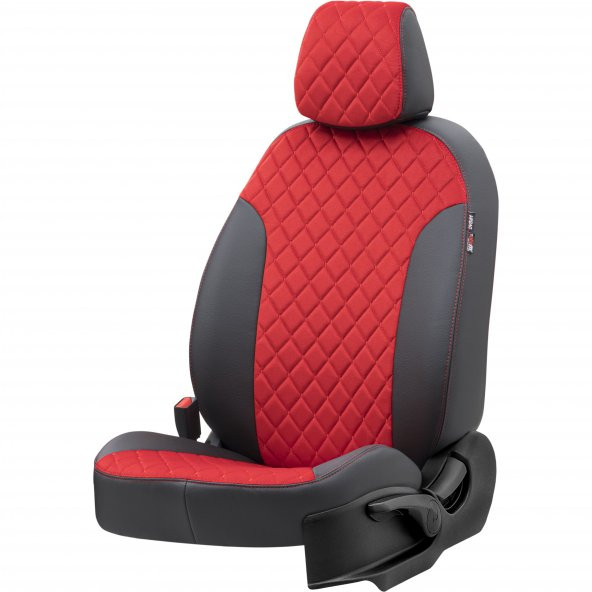 Otom Ford Mondeo 2001-2007 Özel Üretim Koltuk Kılıfı Madrid Design Tay Tüyü Kırmızı - Siyah - 2