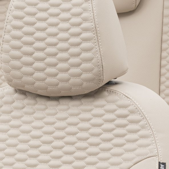 Otom Volvo V60 2010-2018 Özel Üretim Koltuk Kılıfı Tokyo Design Deri Bej - Resim 2