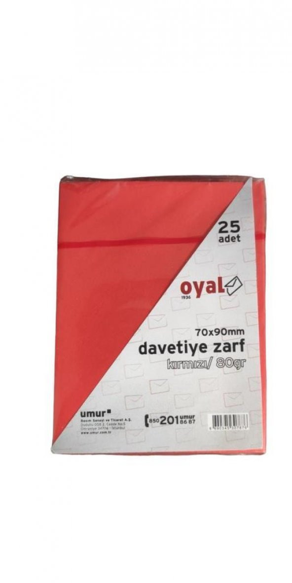 OYAL DAVETIYE ZARFI 70x90 80gr.KIRMIZI 25 LI