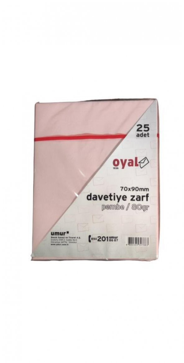 OYAL DAVETIYE ZARFI 70x90 80gr.PEMBE 25 LI