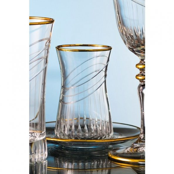 Kcd Seremoni Altın 6 Kişilik 12 Parça Çay Bardak Seti - Resim 2