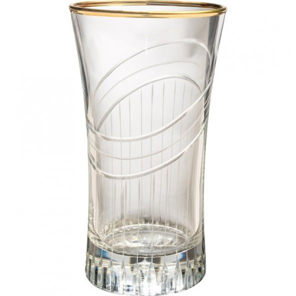 Kcd Seremoni Altın Kesme El Dekor Yaldızlı 6 Adet Desenli Su ve Meşrubat Bardak Takımı - Resim 2