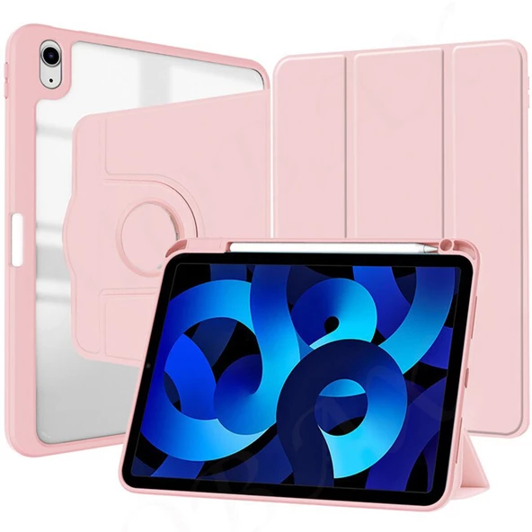 Apple iPad 7. 8. 9. Nesil 10.2" Kılıf Dik-Yatay Kalem Bölmeli Smart Case 2019 2020 2021 - 6