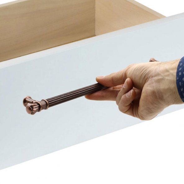 Çekmece Dolap Kapak Kulpu Kulbu 192 mm Antik Bakır Metal Kulp - 2