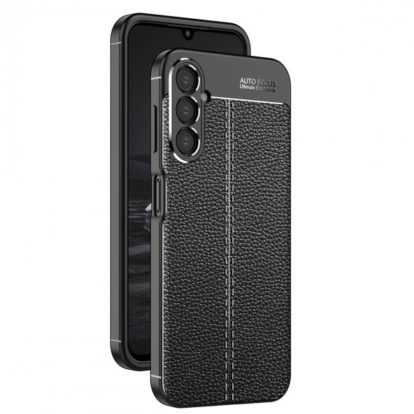 Vendas Samsung Galaxy A34 Uyumlu Deri Desenli Niss Dikiş Tasarımlı Darbe Dirençli Silikon Kılıf