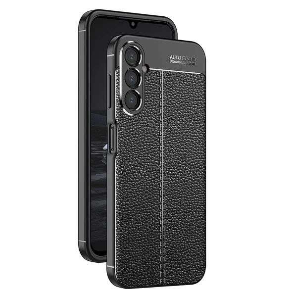 Vendas Samsung Galaxy A34 Uyumlu Deri Desenli Niss Dikiş Tasarımlı Darbe Dirençli Silikon Kılıf - 12
