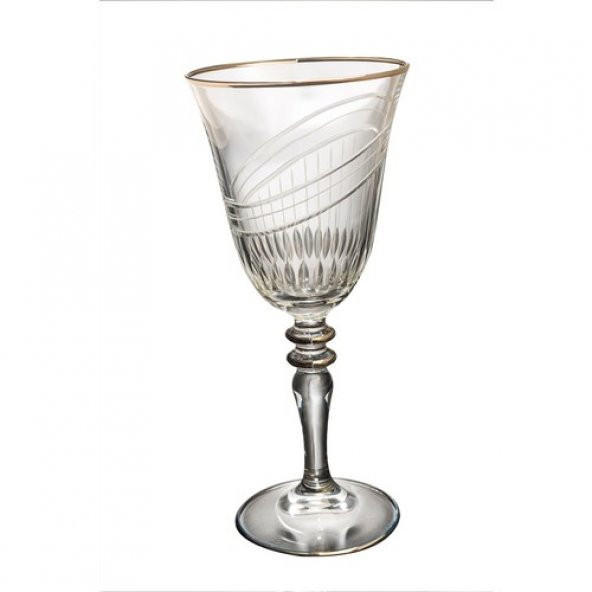 Kcd Seremoni Platin Kesme El Dekor Yaldızlı Desenli Cam 6 Adet Ayaklı Bardak Kadeh - Resim 2