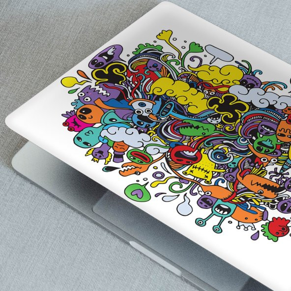 Üstüne Doodle Notebook Sticker, Laptop sticker,Hp Sticker, Asus Sticker, 15.6 inç Sticker - 2