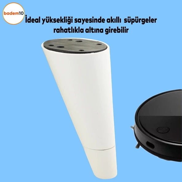 Konik Lüks Mobilya Kanepe Sehpa Tv Ünitesi Koltuk Ayağı 12 Cm Beyaz Ayakları - 2