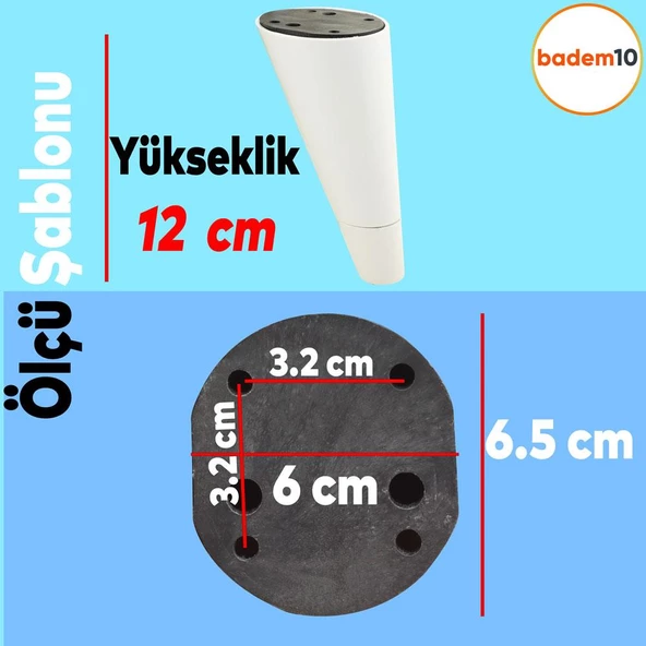 Konik Lüks Mobilya Kanepe Sehpa Tv Ünitesi Koltuk Ayağı 12 Cm Beyaz Ayakları - 4