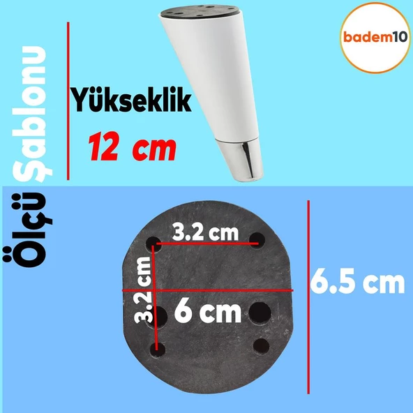 Konik Lüks Mobilya Kanepe Sehpa Tv Ünitesi Koltuk Ayağı 12 Cm Beyaz Krom Ayakları - 4