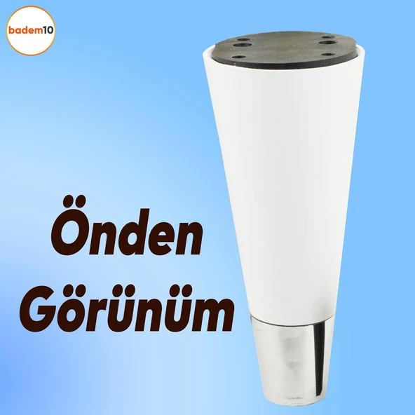 Konik Lüks Mobilya Kanepe Sehpa Tv Ünitesi Koltuk Ayağı 12 Cm Beyaz Krom Ayakları - 6