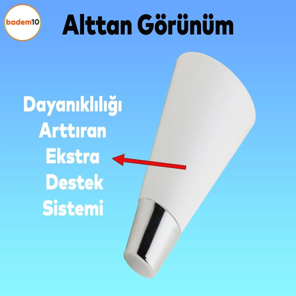 Konik Lüks Mobilya Kanepe Sehpa Tv Ünitesi Koltuk Ayağı 12 Cm Beyaz Krom Ayakları - 3