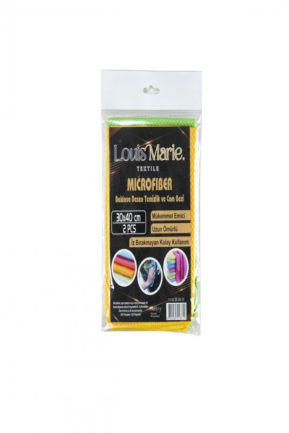 |2'Lİ| Mikrofiber 30x40 Sihirli Cam Bezi - Baklava Desen - 2