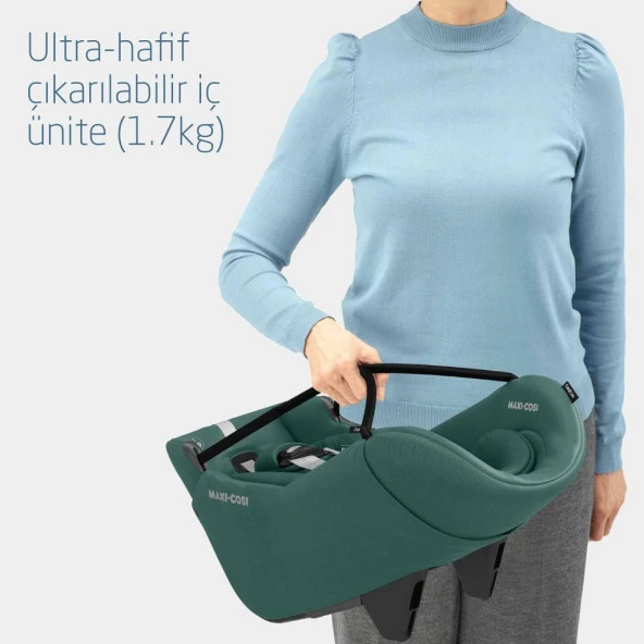 Maxi-Cosi Coral 360 Dönebilir Yatabilir 2'si Bir Arada Modüler Ana Kucağı ve Oto Koltuğu Essential Green - 6