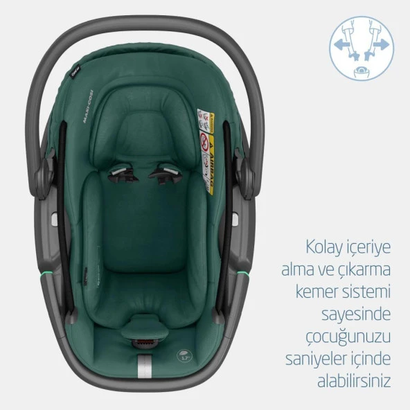 Maxi-Cosi Coral 360 Dönebilir Yatabilir 2'si Bir Arada Modüler Ana Kucağı ve Oto Koltuğu Essential Green - 7