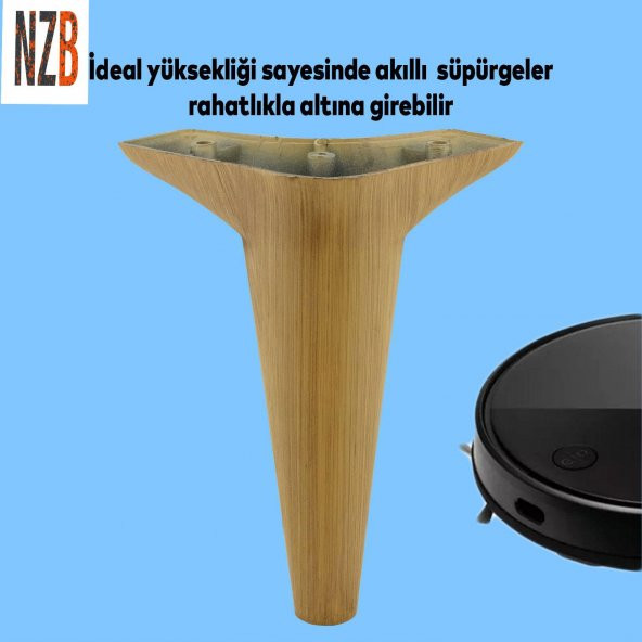 Lüks Mobilya Kanepe Sehpa TV Ünitesi Koltuk Ayağı 18 cm Açık Kahverengi Desenli Baza Ayak - 7