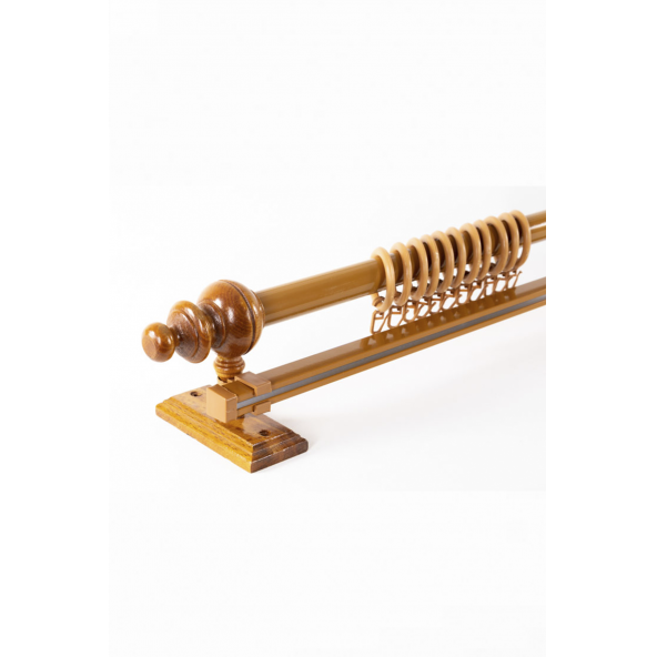 Meşe Tek Raylı Ahşap Rustik Perde Askısı - 125 CM - 2
