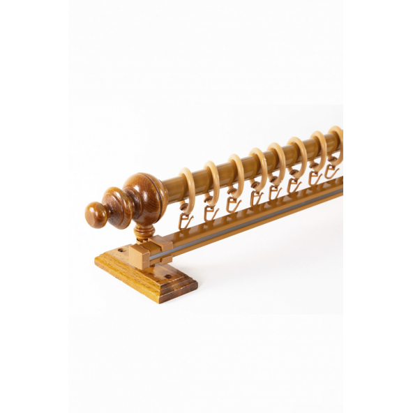 Meşe Tek Raylı Ahşap Rustik Perde Askısı - 225 CM - 4