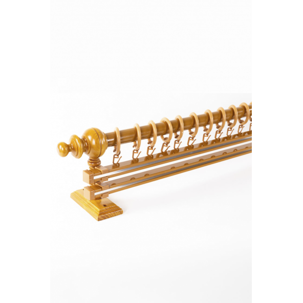 Meşe Çift Raylı Ahşap Rustik Perde Askısı - 225 CM - 4