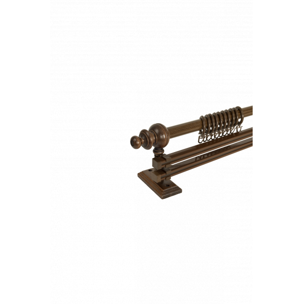 Ceviz Çift Raylı Ahşap Rustik Perde Askısı - 150 CM - 2