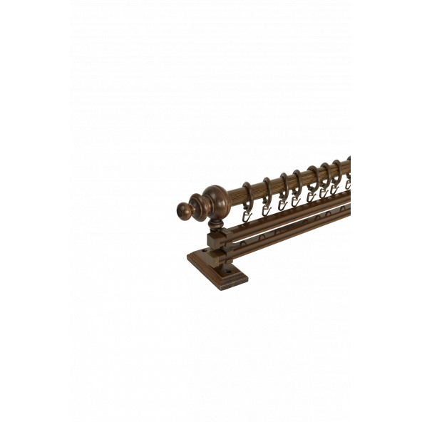 Ceviz Çift Raylı Ahşap Rustik Perde Askısı - 150 CM - 4