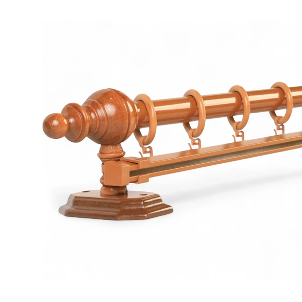 Meşe Tek Raylı Ahşap Rustik Perde Askısı - 150 CM ürün görseli