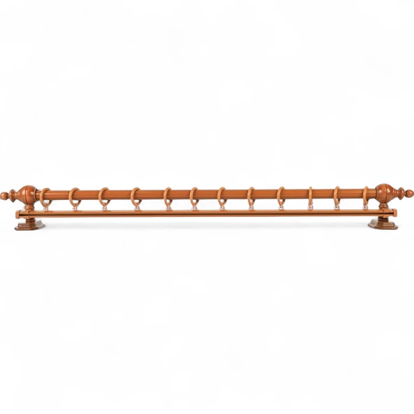 Meşe Tek Raylı Ahşap Rustik Perde Askısı - 125 CM - Resim 2