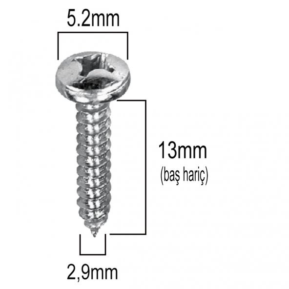 Aletçantam Silindir Başlı Küçük Vida Mini Sac Vidası Ysb 2.9x13 -500 Adet - 2