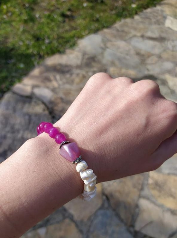 Bileklik Doğal Taş Çakra Elastik Sevgili Çift Bilekliği Unisex Bilezik 13970 - 2